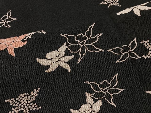 平和屋着物＃羽織　舞花文　黒地　正絹　逸品　CABI9441ua