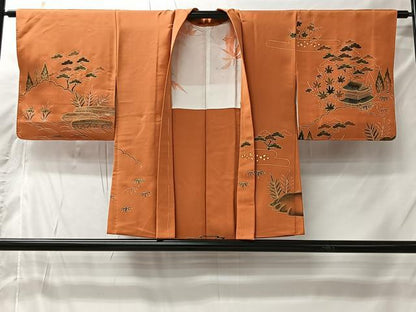 平和屋着物＃羽織　駒刺繍　風景文　金彩　正絹　逸品　未使用　CABI9443ua