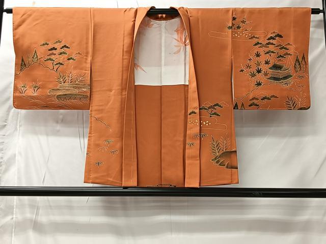 平和屋着物＃羽織　駒刺繍　風景文　金彩　正絹　逸品　未使用　CABI9443ua