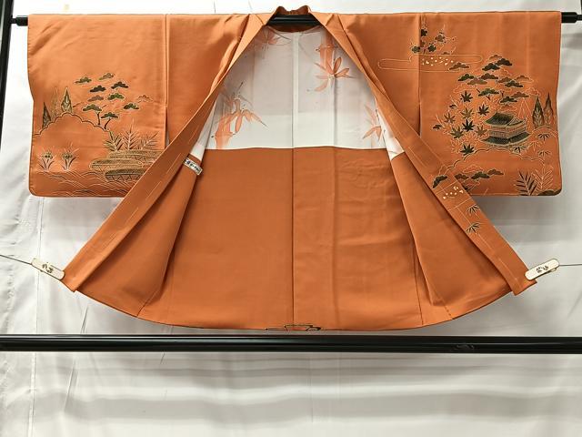 平和屋着物＃羽織　駒刺繍　風景文　金彩　正絹　逸品　未使用　CABI9443ua