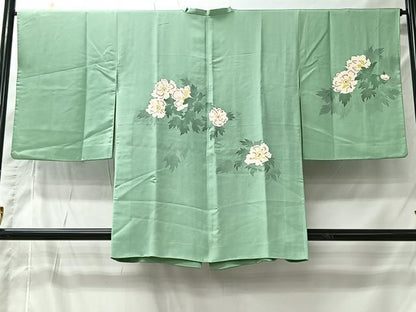 平和屋着物＃道行コート　草花文　正絹　逸品　CABI9446ua