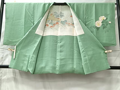 平和屋着物＃道行コート　草花文　正絹　逸品　CABI9446ua