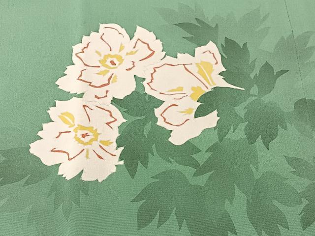 平和屋着物＃道行コート　草花文　正絹　逸品　CABI9446ua