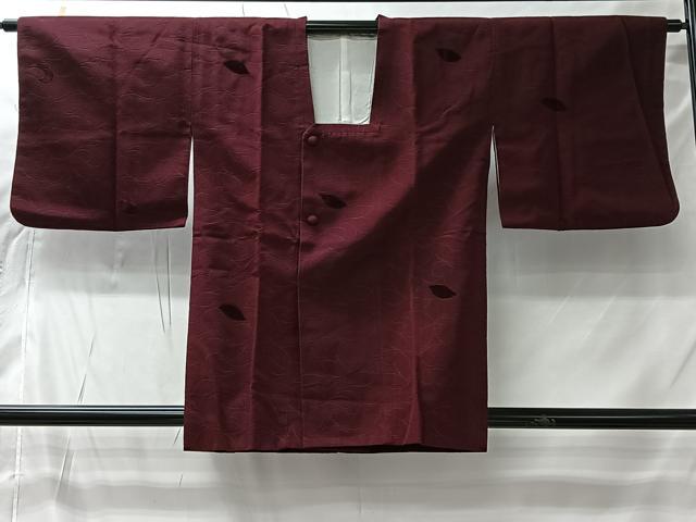 平和屋着物＃道行コート　輪奈ビロード　葉尽くし　正絹　逸品　CABI9453ua