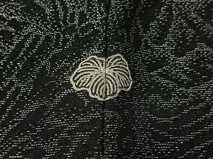 平和屋着物＃羽織　寿光織　花菱文　黒地　金銀糸　正絹　逸品　CABI9454ua