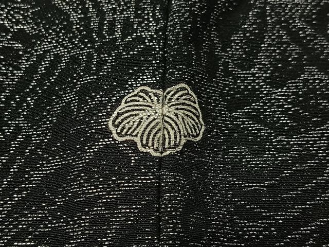 平和屋着物＃羽織　寿光織　花菱文　黒地　金銀糸　正絹　逸品　CABI9454ua
