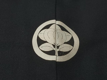 平和屋着物＃男性　長羽織　黒紋付　正絹　逸品　CABI9455ua