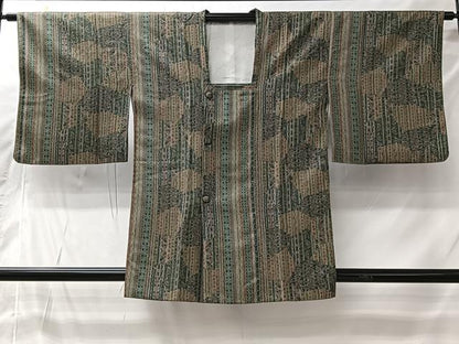 平和屋着物＃道行コート　草花間道　正絹　逸品　CABI9459ua