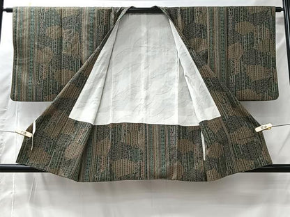 平和屋着物＃道行コート　草花間道　正絹　逸品　CABI9459ua