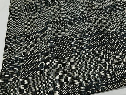 平和屋着物＃道行コート　格子　ロング丈　正絹　逸品　CABI9466ua