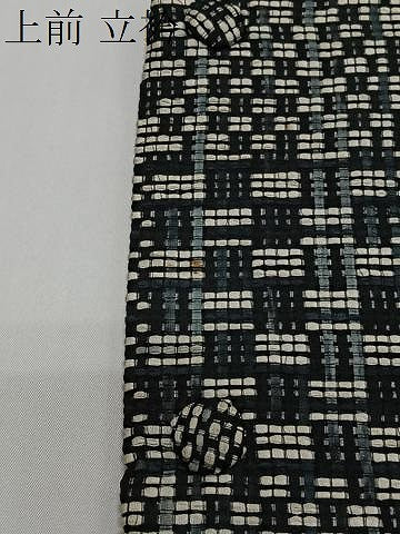 平和屋着物＃道行コート　格子　ロング丈　正絹　逸品　CABI9466ua