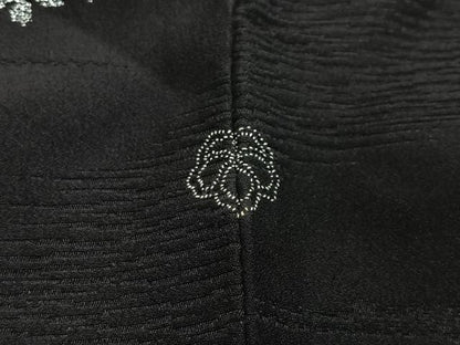 平和屋着物＃羽織　寿光織　草花文　黒地　金銀糸　正絹　逸品　CABI9470ua