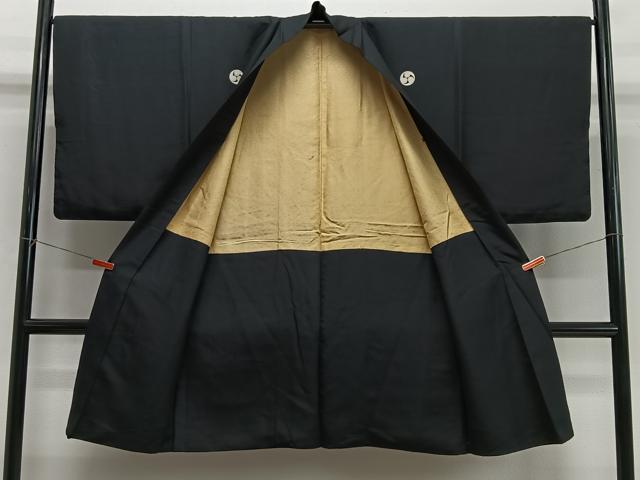 平和屋着物＃男性　長羽織　黒紋付　正絹　逸品　CABI9474ua
