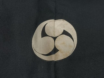 平和屋着物＃男性　長羽織　黒紋付　正絹　逸品　CABI9474ua