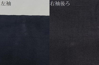 平和屋着物＃男性　長羽織　紬地　藍鉄色　正絹　逸品　CABI9475ua