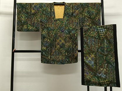 平和屋着物＃道行コート 輪奈ビロード 草花文 ショール付き 正絹 逸品 CABI9477ua