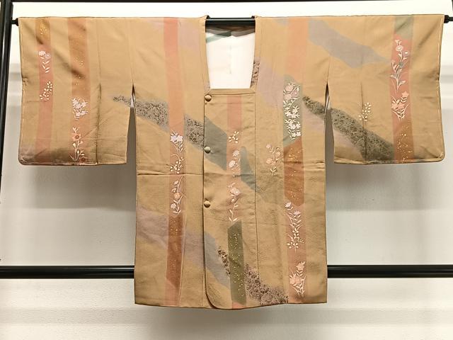 平和屋着物＃道行コート 草花間道 金彩 正絹 逸品 未使用 CABI9480ua