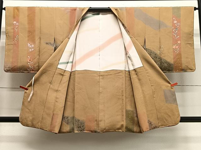 平和屋着物＃道行コート 草花間道 金彩 正絹 逸品 未使用 CABI9480ua