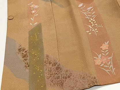 平和屋着物＃道行コート 草花間道 金彩 正絹 逸品 未使用 CABI9480ua