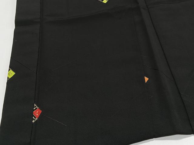 平和屋着物＃羽織　寿光織　菱文　黒地　金糸　正絹　逸品　CABI9482ua