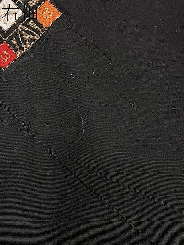 平和屋着物＃羽織　寿光織　菱文　黒地　金糸　正絹　逸品　CABI9482ua