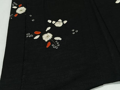 平和屋着物＃羽織　絞り　舞花文　黒地　金彩　正絹　逸品　CABI9486ua