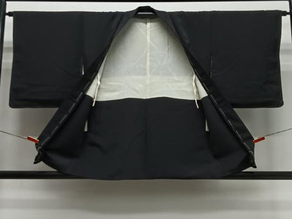 平和屋着物＃羽織　枝葉文　黒地　正絹　逸品　未使用　CABI9487ua