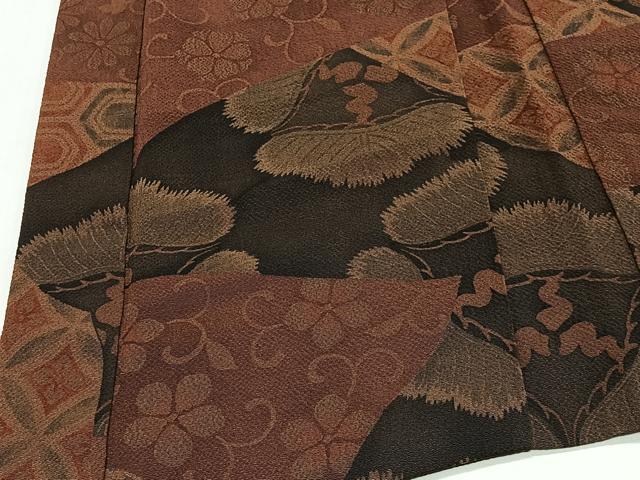 平和屋着物＃長羽織　花唐草文　鬼しぼ縮緬　正絹　逸品　CABI9489ua