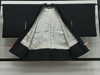平和屋着物＃羽織　総刺繍　花丸文　黒地　金糸　洗える着物　CABI9493ua