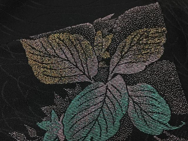 平和屋着物＃羽織　寿光織　舞葉文　黒地　金糸　正絹　逸品　CABI9494ua