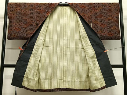 平和屋着物＃道中着 青海波 ロング丈 正絹 逸品 CABI9497ua