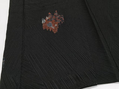 平和屋着物＃羽織　寿光織　舞花文　黒地　金銀糸　正絹　逸品　CABI9498ua