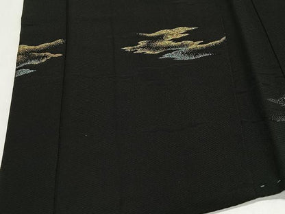 平和屋着物＃羽織　寿光織　霞文　黒地　金銀糸　正絹　逸品　CABI9504ua