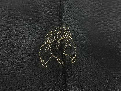 平和屋着物＃羽織　寿光織　地紙花文　黒地　金銀糸　正絹　逸品　CABI9506ua