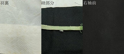 平和屋着物＃羽織　寿光織　枝葉文　黒地　金銀糸　正絹　逸品　CABI9508ua