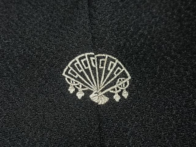 平和屋着物＃羽織　寿光織　枝葉文　黒地　金銀糸　正絹　逸品　CABI9508ua
