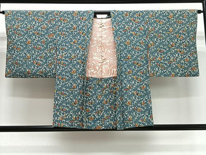 平和屋着物＃羽織　型染め　笹竹文　正絹　逸品　CABI9509ua