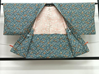 平和屋着物＃羽織　型染め　笹竹文　正絹　逸品　CABI9509ua