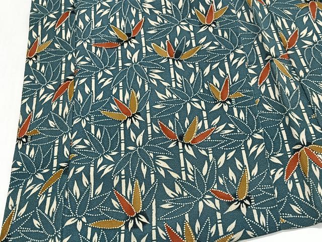平和屋着物＃羽織　型染め　笹竹文　正絹　逸品　CABI9509ua