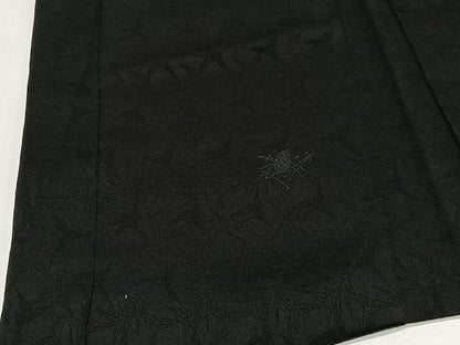 平和屋着物＃羽織　寿光織　松葉文　黒地　銀糸　正絹　逸品　CABI9510ua