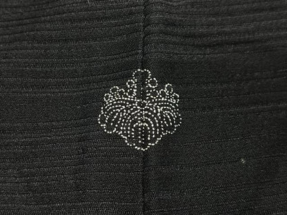 平和屋着物＃羽織　寿光織　草葉文　黒地　金銀糸　正絹　逸品　CABI9511ua