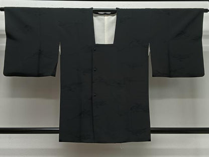 平和屋着物＃道行コート 遠山地紋 黒地 高島屋扱い 正絹 逸品 CABI9518ua