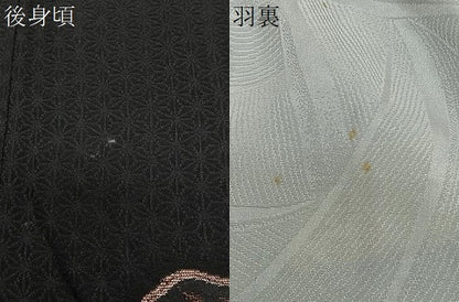 平和屋着物＃羽織　寿光織　花丸文　黒地　金銀糸　正絹　逸品　CABI9519ua