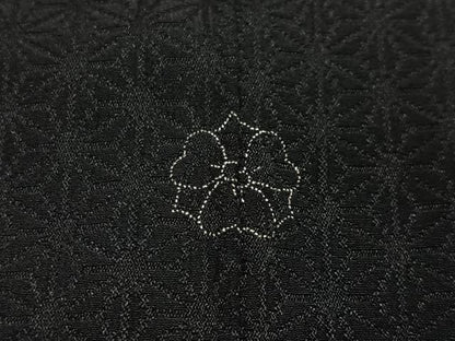 平和屋着物＃羽織　寿光織　花丸文　黒地　金銀糸　正絹　逸品　CABI9519ua