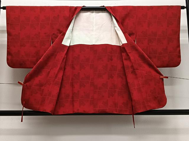 平和屋着物＃道行コート　色紙草花文　正絹　逸品　CABI9520ua