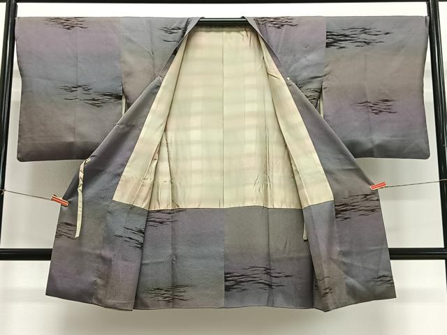 平和屋着物＃道行コート　ビロード　霞文　暈し染め　正絹　逸品　CABI9522ua