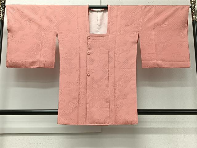 平和屋着物＃道行コート　流水吉祥地紋　桃色　正絹　逸品　CABI9530ua