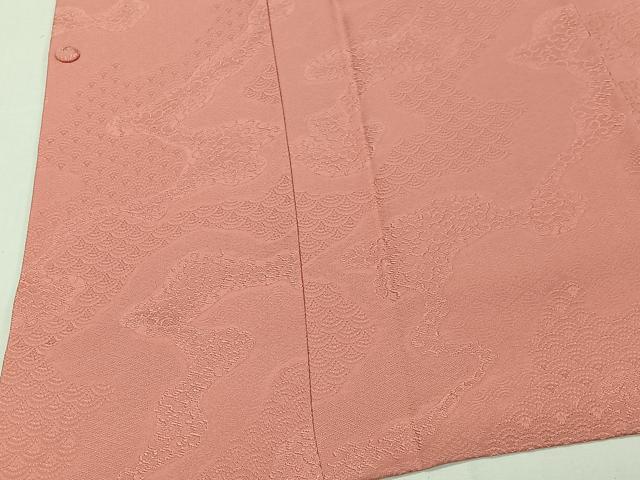 平和屋着物＃道行コート　流水吉祥地紋　桃色　正絹　逸品　CABI9530ua