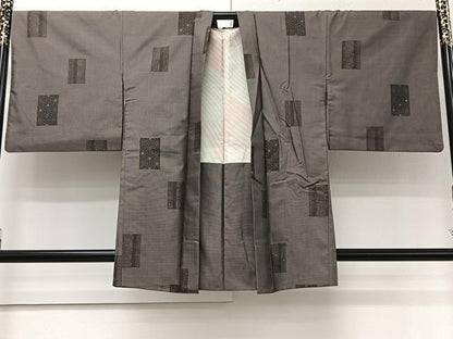 平和屋着物＃羽織　本場大島紬　9マルキ　色紙麻の葉文様　正絹　逸品　CABI9531ua