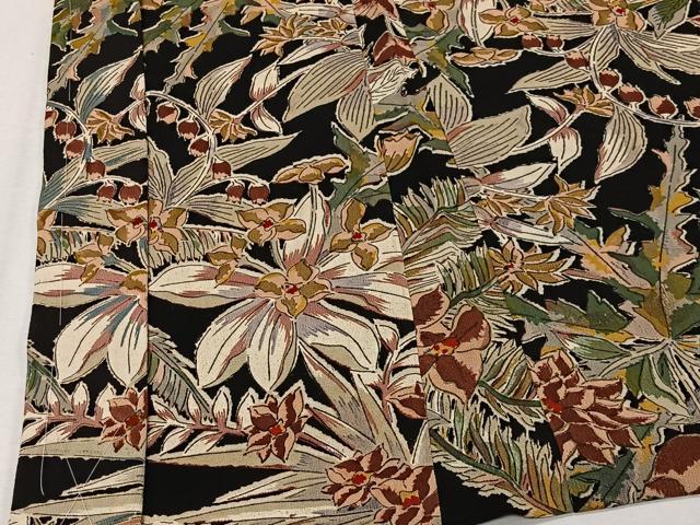 平和屋着物＃羽織　更紗草花文　黒地　金彩　正絹　逸品　未使用　CABI9532ua